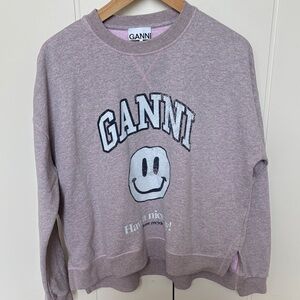Ganni Lavender Smiley Sweatshirt